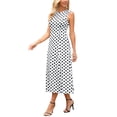thumbnail image 4 of INSPIRE CHIC Women's Dress Polka Dot Tank Sleeveless A-Line Sundress White L, 4 of 6