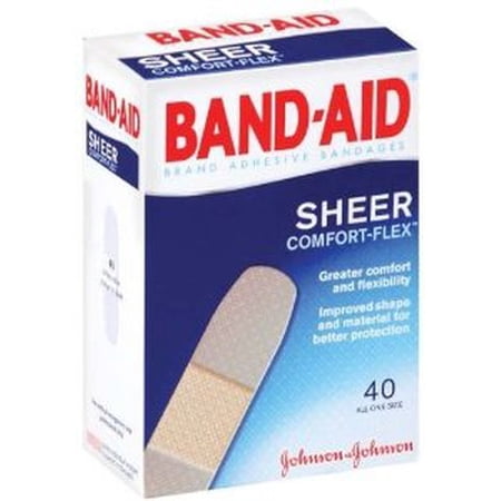 Band-Aid Brand Tru-Stay Sheer Strips Adhesive Bandages, All One Size, 40 ct (Pack of 2)