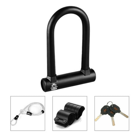 Bike U Lock, OUTERDO Bicycle U Lock Cycling Cable U Locks Self Coiling Resettable Anti-theft Cycling Chain Locks with Mounting Bracket and 4ft Steel Flex Lock Secur