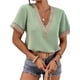 thumbnail image 1 of Blusa de manga corta con diseño de lunares en contraste para mujer Verde (Mint Green) G Verde (Mint Green) G Xishao ropa, 1 of 2