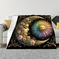 thumbnail image 5 of 1pc Unique Bohemian Sun and Moon Blanket - Soft, Festive, All-Season Flannel Fleece, Digital Print, 200-250gsm, Dreamy Gift for Home Decor, 5 of 6