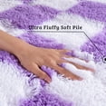 thumbnail image 2 of SARAG Super Soft Rug For Bedroom, 6x9ft White And Purple Area Rug Classic Checkered Shaggy Anti-Skid High Pile Soft Fluffy Rug Fuzzy Rug For Living Room Bedroom Kids Room Nursery, Dorm, 2 of 8