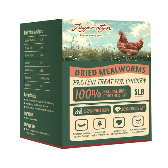 Joyprotyn 5LB Non-GMO Dried Mealworms - High Protein Natural Feed & Chicken Treats for Chickens, Ducks, Wild Birds, Quails & Reptiles - Support Egg Production & Feather Growth