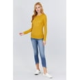 thumbnail image 2 of Saronite Basic Ribbed Knit Crew Neck Long Sleeve Thermal Shirt Top, Deep Mustard (Women's), 2 of 5