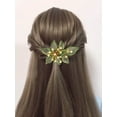 thumbnail image 2 of Flower Bridal Hair Clip Rhinestone Bride Wedding Hair Piece Crystal Hair Barratte Evening Party Hair Accessories for Women and Girls(B Green), 2 of 4