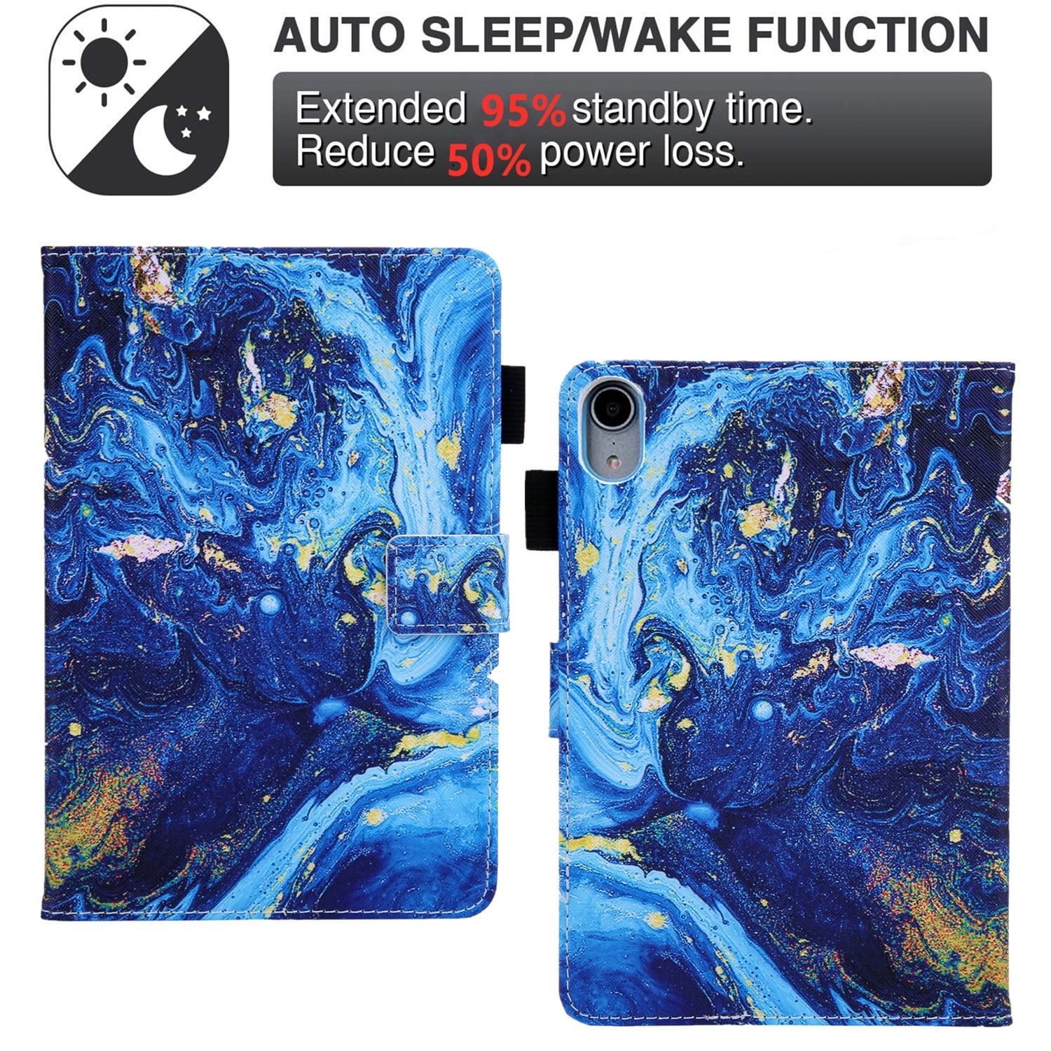 Tarise iPad 10th Generation Case 10.9 inch, iPad 10.9 Covers, PU Leather Auto Wake/Sleep Pencil Holder Shockproof Anti-Scratch Slim Stand Smart Case Cover for Apple iPad 10.9" 10th Gen, Blue Marble