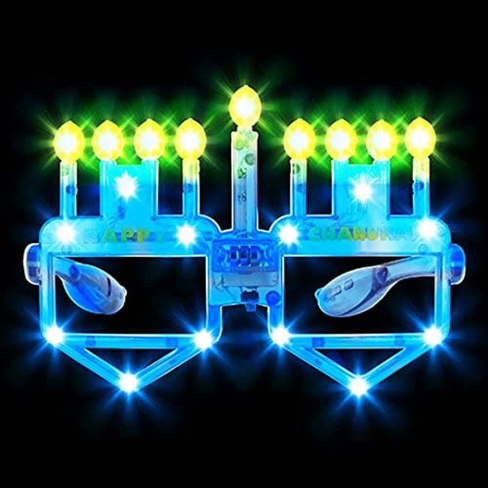 Light-up Menorah and Dreidel Decorations for Chanukah Party. Cazenove Hanukkah LED Necklaces 4 Pack 