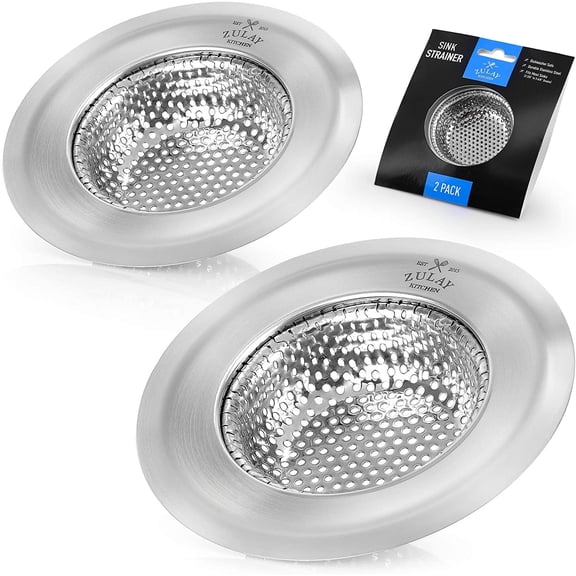 DISEN Kitchen Sink Strainer 2 Pack Wide Rim 4.5’’ Diameter Stainless Steel Kitchen Sink Plug