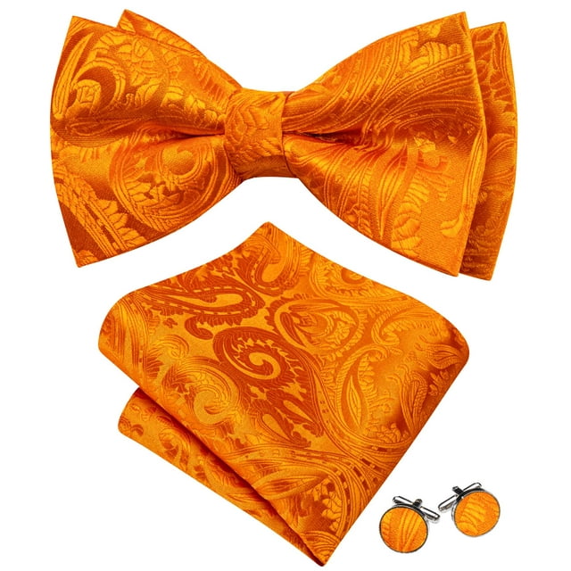 Conjunto de pajarita Barry.Wang, seda de cachemir naranja, 12 x 6 cm