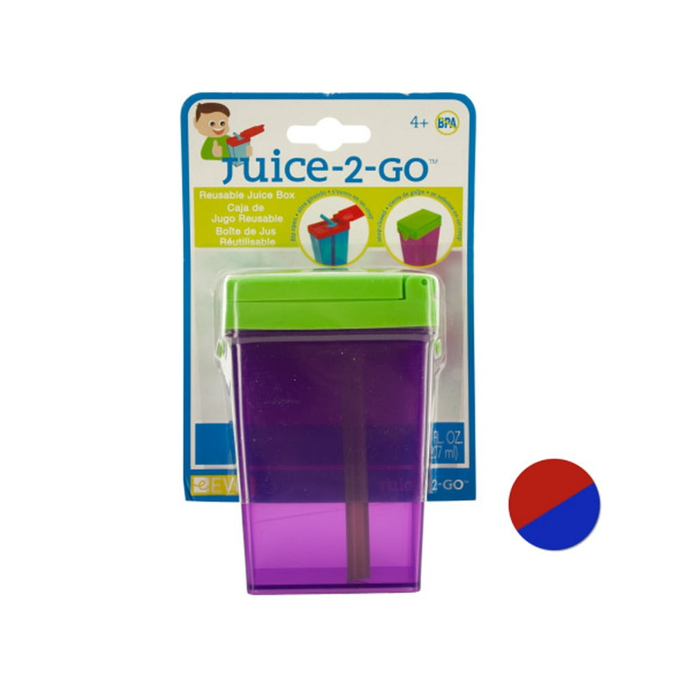 Juice2Go Reusable Juice Box With Straw, 24 Count