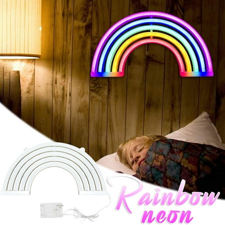 

Banghong Night Light Atmosphere Lamp Latex Tube Rainbow Shape Battery Box Neon Light