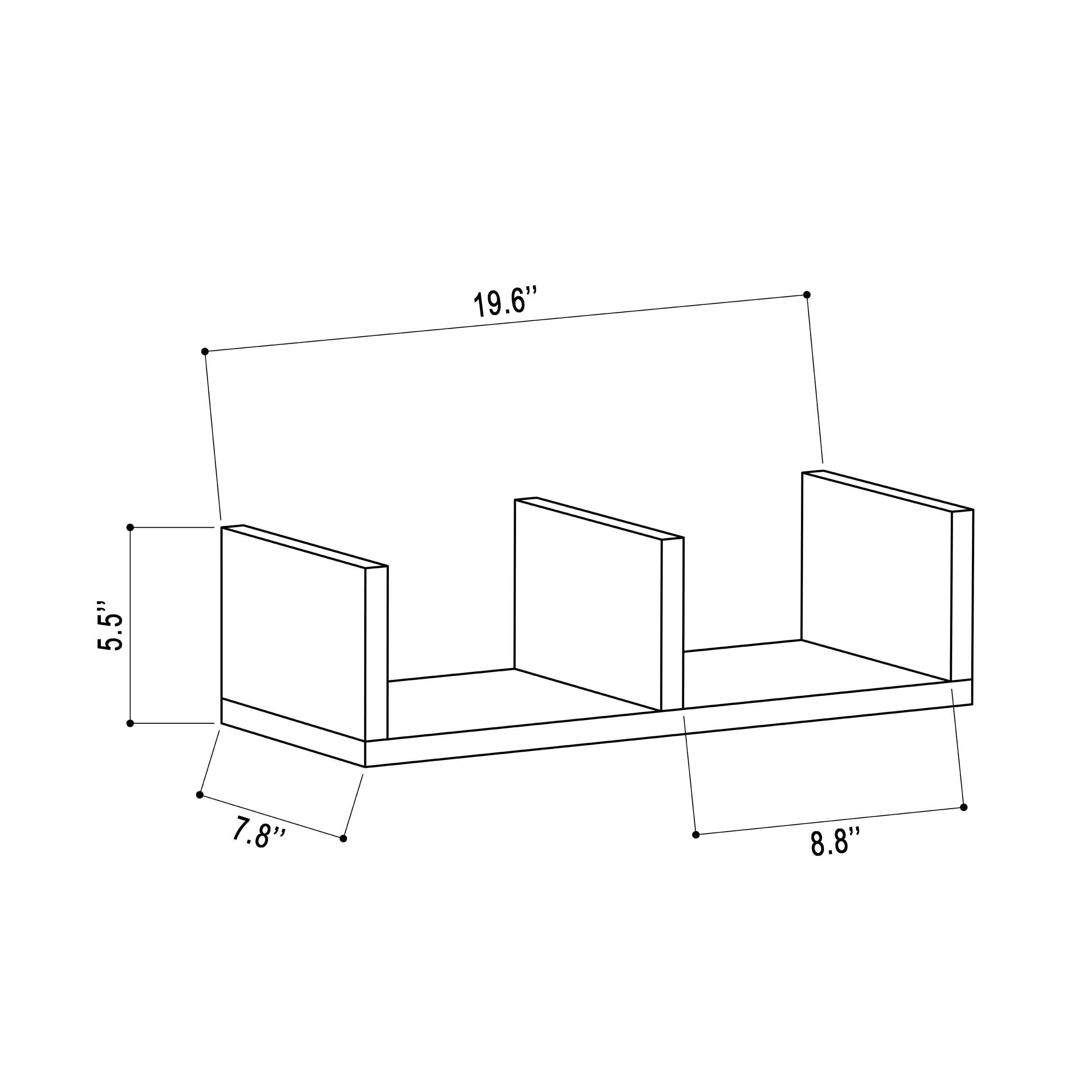 Ada Home Decor Furniture 19.69" 3 Tier White Waller Modern Wall Shelf