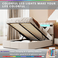 thumbnail image 4 of Bellemave Full Size LED Headboard Modern Platform Bed with Storage, Beige, 4 of 9