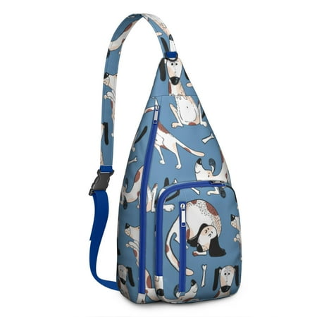 Playful Puppy Print Sling Bag - Whimsical Dog Pattern Crossbody Backpack for Dog Lovers  Water-Resistant Shoulder Daypack (Adorable Pet Design  Lightweight & Durable)