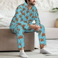 thumbnail image 5 of Wukai Turtle Men's Long-Sleeve Pajama Set - Comfortable Sleepwear with Button-Down Shirt and Pants-X-Large, 5 of 6