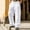 White, variant on Men's Cotton Linen Beach Pants Relaxed Fit Hiking Pants Button Lightweight Stretch Cargo Work Pants with Multi Pocket