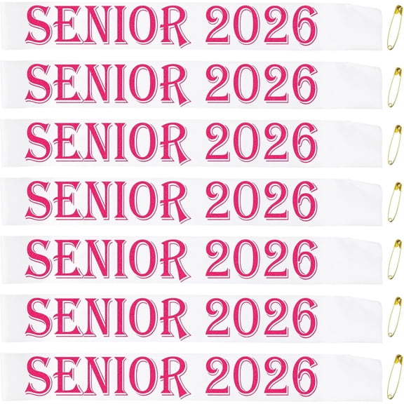 1 pcs Senior 2026 Sashes, White Satin Finally Graduated Sash with Hot Pink Printed Letters Cheerleader Senior Class of 2026 Sashes for Graduation Party Celebrations Decorations Supplies