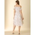 thumbnail image 5 of DARING DIVA Floral Spaghetti Straps Ruffled Sleeve Midi Dress M White, 5 of 6
