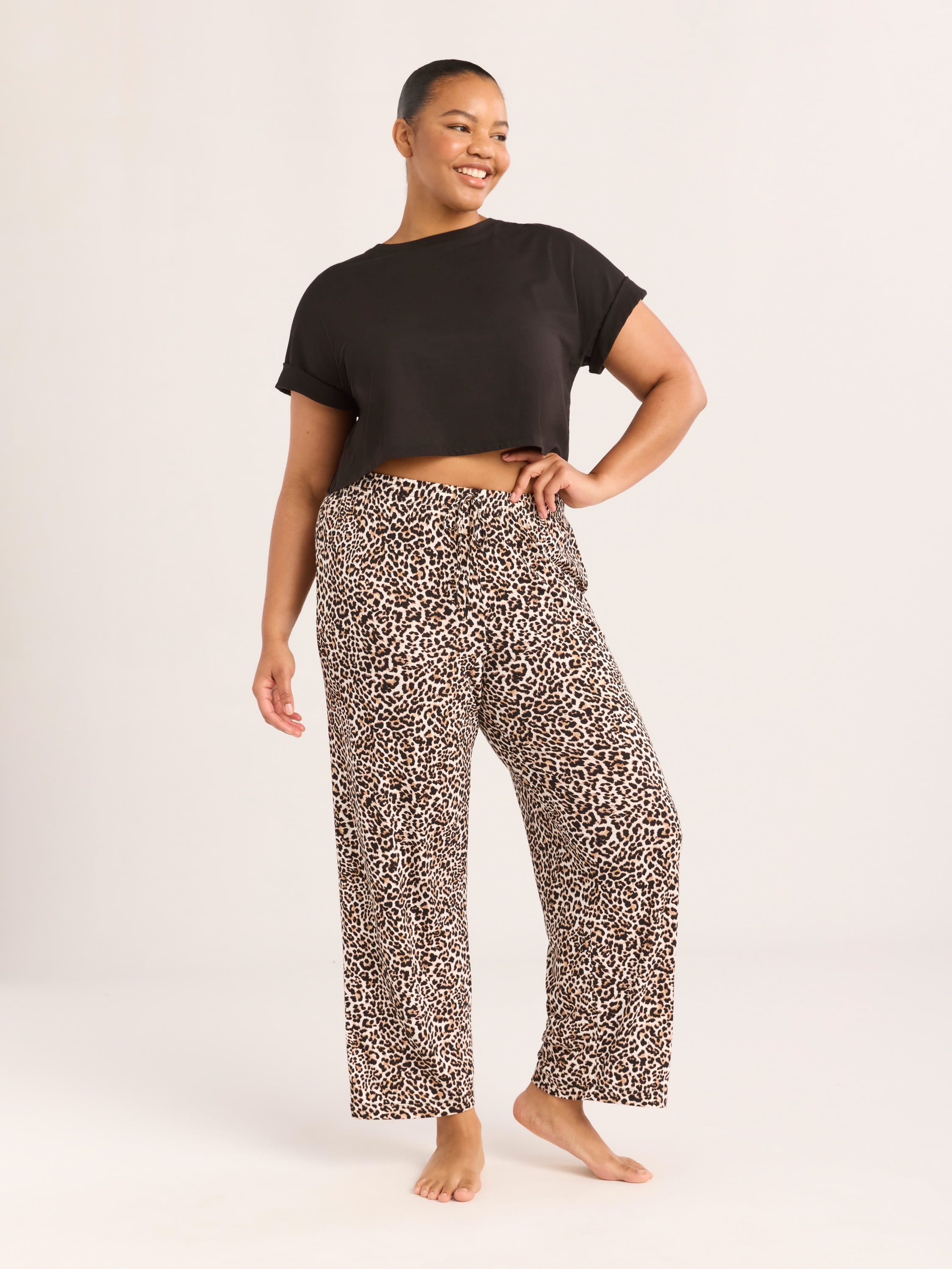 Joyspun Women’s Sleepwear Long Knit Pajama Pants, 29'' Inseam, Sizes S-3X