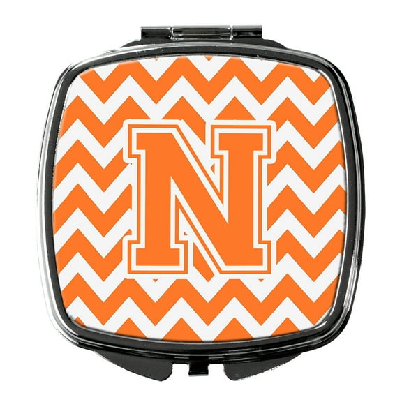 Letter N Chevron Orange and White Compact Mirror CJ1046-NSCM