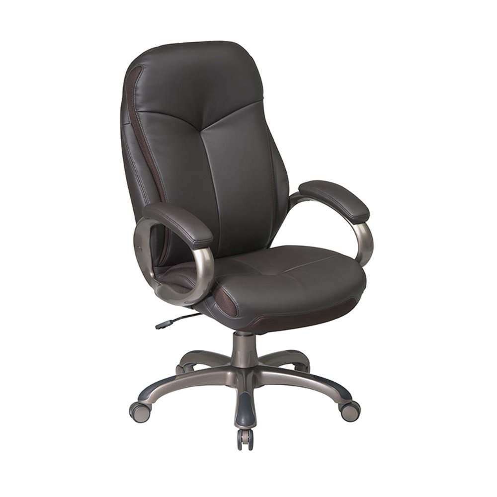 Office Star ECH66301EC1 Executive High Back Espresso Eco Leather Chair