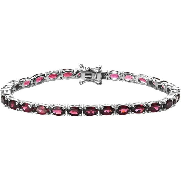 Women's Sterling Silver Oval Cut Ruby Tennis Bracelet, Pink Gemstone