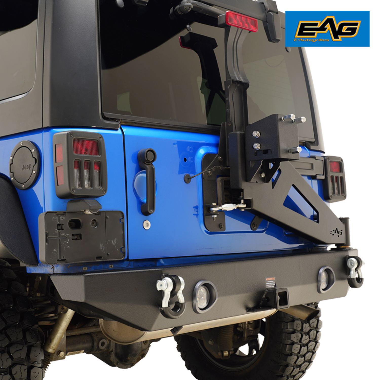 EAG Rear Bumper with Assembled Tire Carrier Fit for 0718 Jeep Wrangler