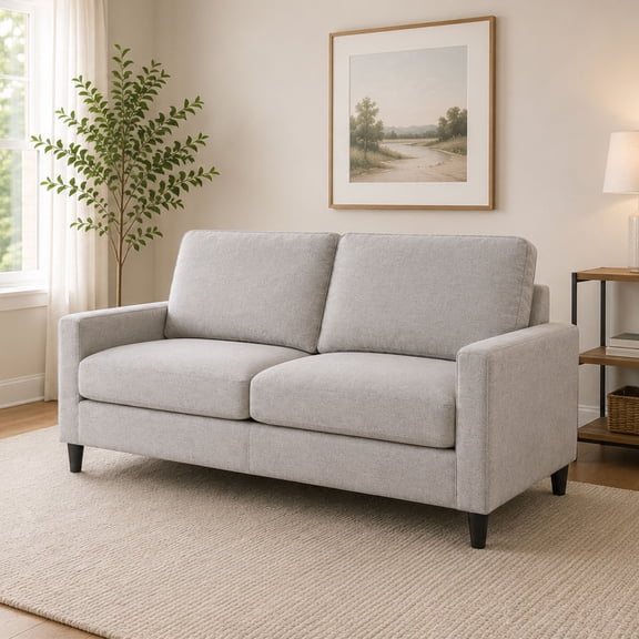 Mainstays 77" Square Arm Sofa, Light Grey