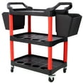 thumbnail image 3 of Olurrisa 3 Tier Rolling Auto Detail Cart With Wheels,With 2pcs Bucket,for Detailers Garage, Workshop, Repair Shop, Storage Tool,Red&Black, 3 of 9