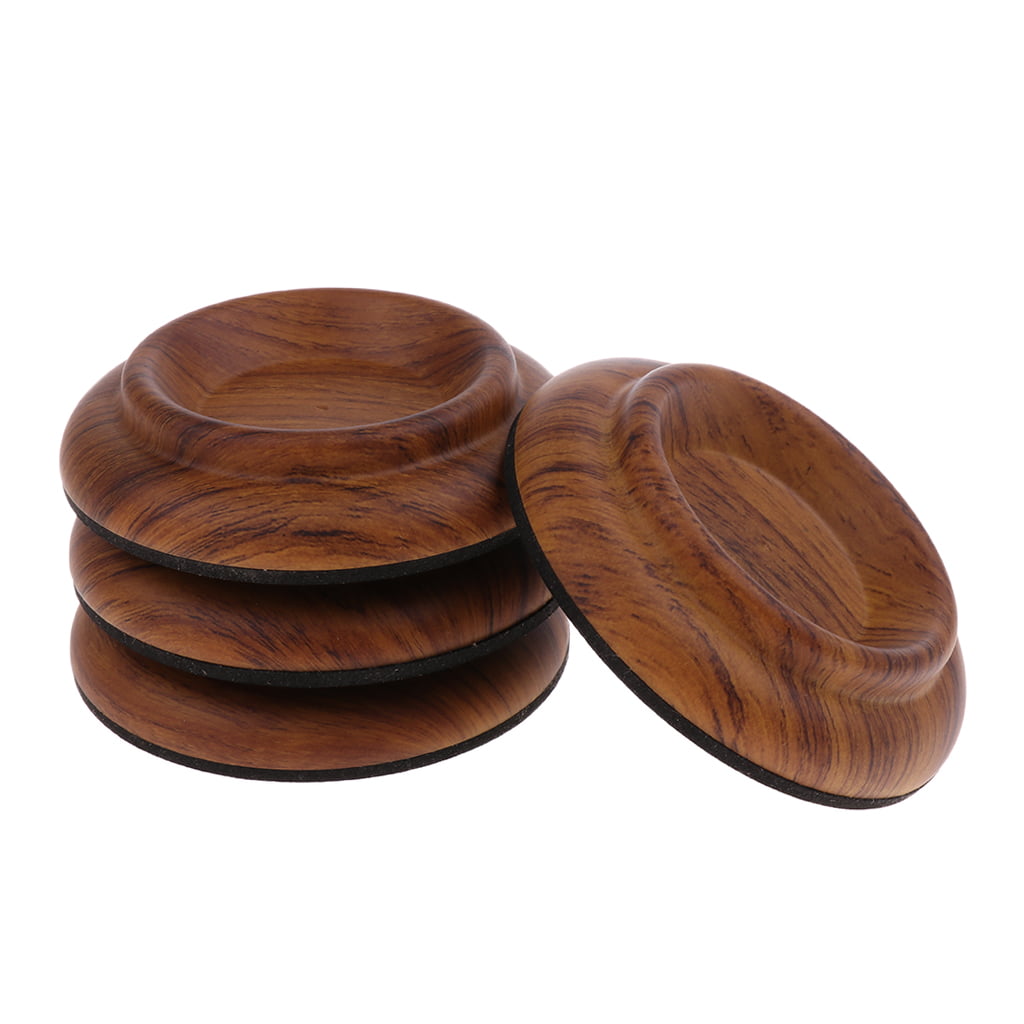 Brown 4 Pcs Round Piano Foot Pads Set Upright Piano Caster Cups Accessories Wood Piano Foot Pads 