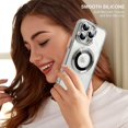 thumbnail image 6 of Compatible with iPhone 15 Pro Case Plating Magnetic Crystal [ Support Compatible with Magsafe ] Luxury Case Camera Protection Cover Screen Protector Cover Girls Women Phone Case -Silver, 6 of 6