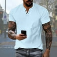 thumbnail image 2 of Mens T Shirts Casual Henley Shirt Solid Color Short Sleeve Button Summer Casual Loose T-Shirts, 2 of 6
