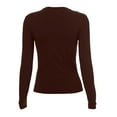 thumbnail image 5 of Womens Long Sleeve Basic Shirts Slim Fit Fall Thermal T-Shirt Crew Neck Trendy Tops (Coffee XS), 5 of 5