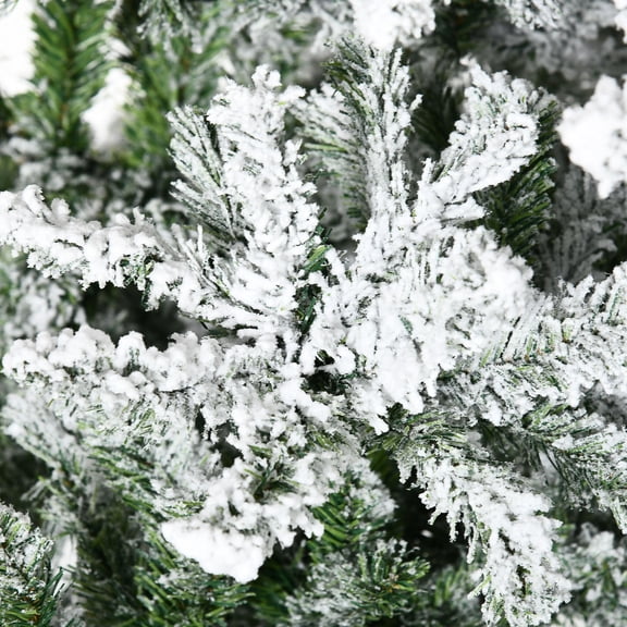 Christmas Tree HOMCOM 9' Tall Unlit Snow Flocked Pine Artificial Christmas Tree with Realistic Branches, Green,Flocked Christmas Tree