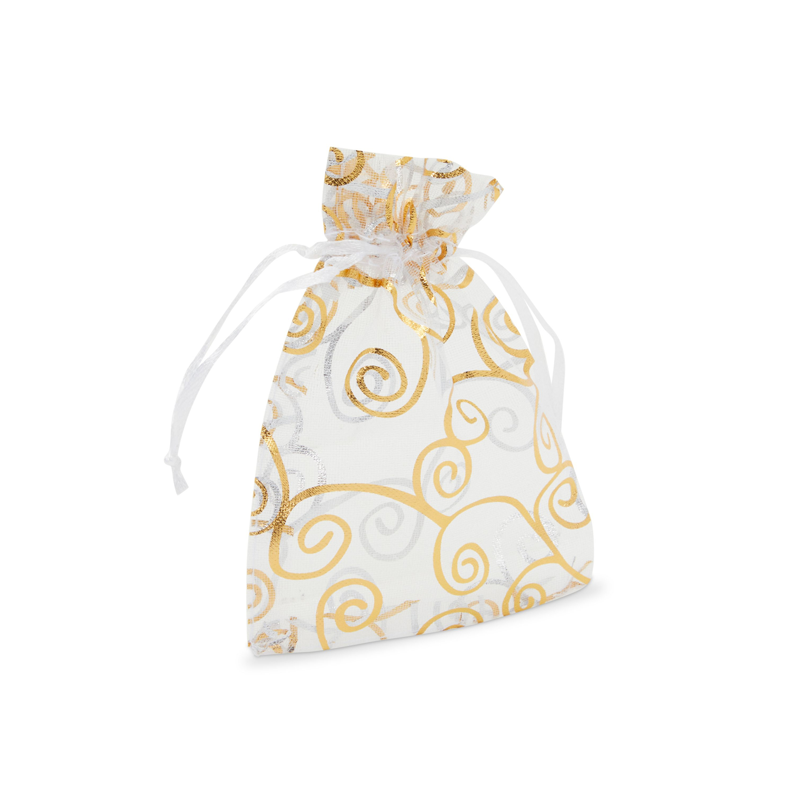 Organza Bags - 120-Count Satin Drawstring Organza Pouches with Gold Swirl Design, Mesh Favor Bags for Baby Showers, Wedding Gifts, Special Occasions, Party Favors, 3.5 x 4.75 inches - image 5 of 5