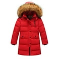 thumbnail image 3 of HAOTAGS Big Boys Girls Thickened Winter Coats(2-15), Hooded Zip Up Long Sleeve Padded Jacket Casual Outerwear with Pockets Red 4-5Years, 3 of 10