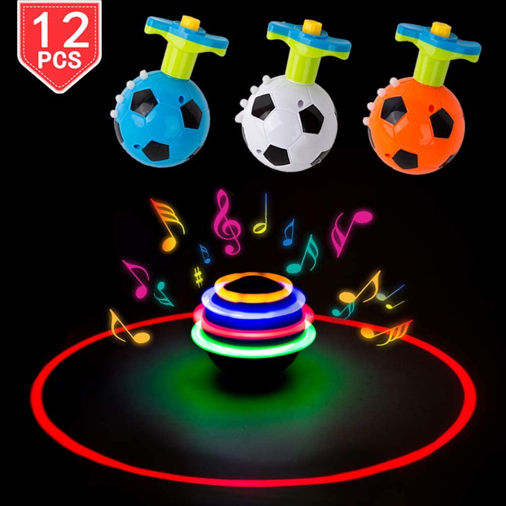 Spinning Top LED Toys Light Up Rotary Desktop Football Gyro 12 Pcs
