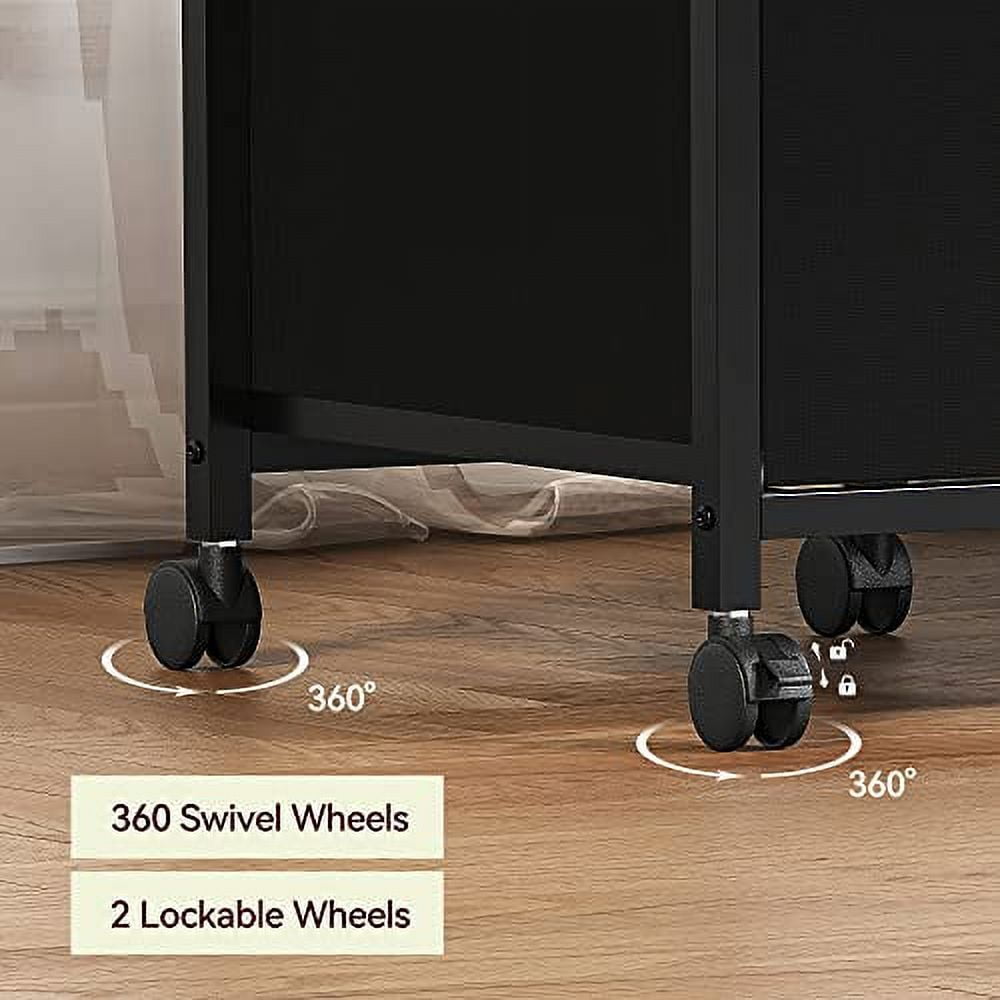 4 Drawer File Cabinet, Mobile Filing Cabinet Rolling Printer Stand Fits A4 or Letter Size, Fabric Vertical File Cabinet with Wheels, Under Desk Storage Cabinet for Home, Office