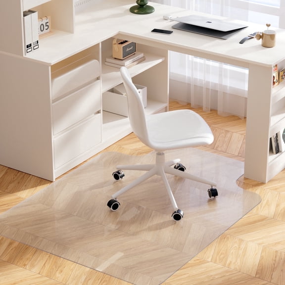 Delamu Rolling Office Chair Mat for Hardwood Floor 48"x36" Anti-Slip Floor Protector for Computer Gaming Rolling Chair, Clear