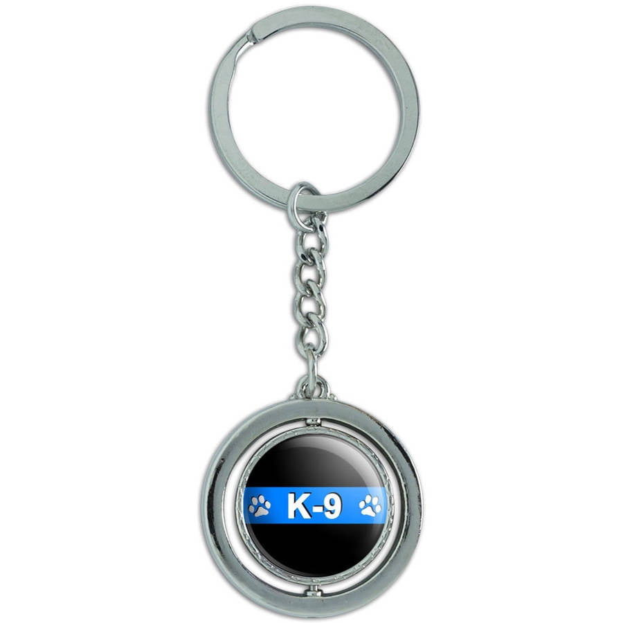 Police Thin blue line Flag Key Chain metal chrome plated keychain 