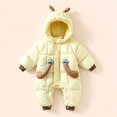 thumbnail image 2 of 6-12 Months Newborn Baby Winter Hooded Snowsuit Deer Ear Padded Romper Infant Zipper Warm Jumpsuit Outfit, 2 of 7