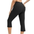 thumbnail image 6 of Cropped Yoga Pants for Women with Pockets, Summer High Waisted Casual Solid Capris Leggings Workout Running Tights, 6 of 6