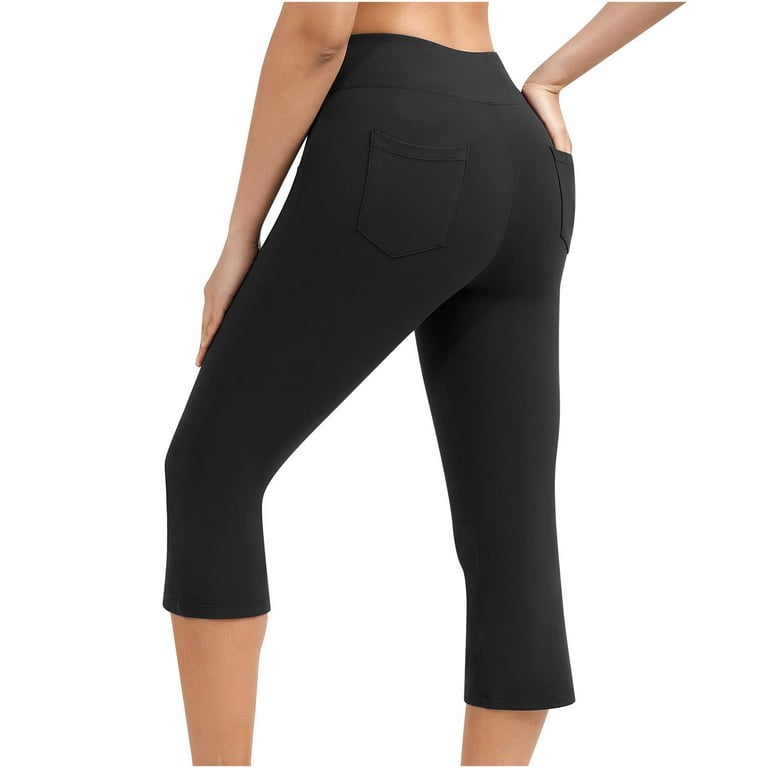 SELONE Workout Leggings for Women Capris With Pockets High Waist Casual  Yogalicious Summer Utility Dressy Everyday Soft Jeggings Capri Jeggings for  Women Athletic Leggings for Women 9-Black S 
