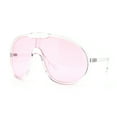 thumbnail image 4 of Super Oversized Curved Top Shield Racer Plastic Fashion Sunglasses Clear - Pink, 4 of 8