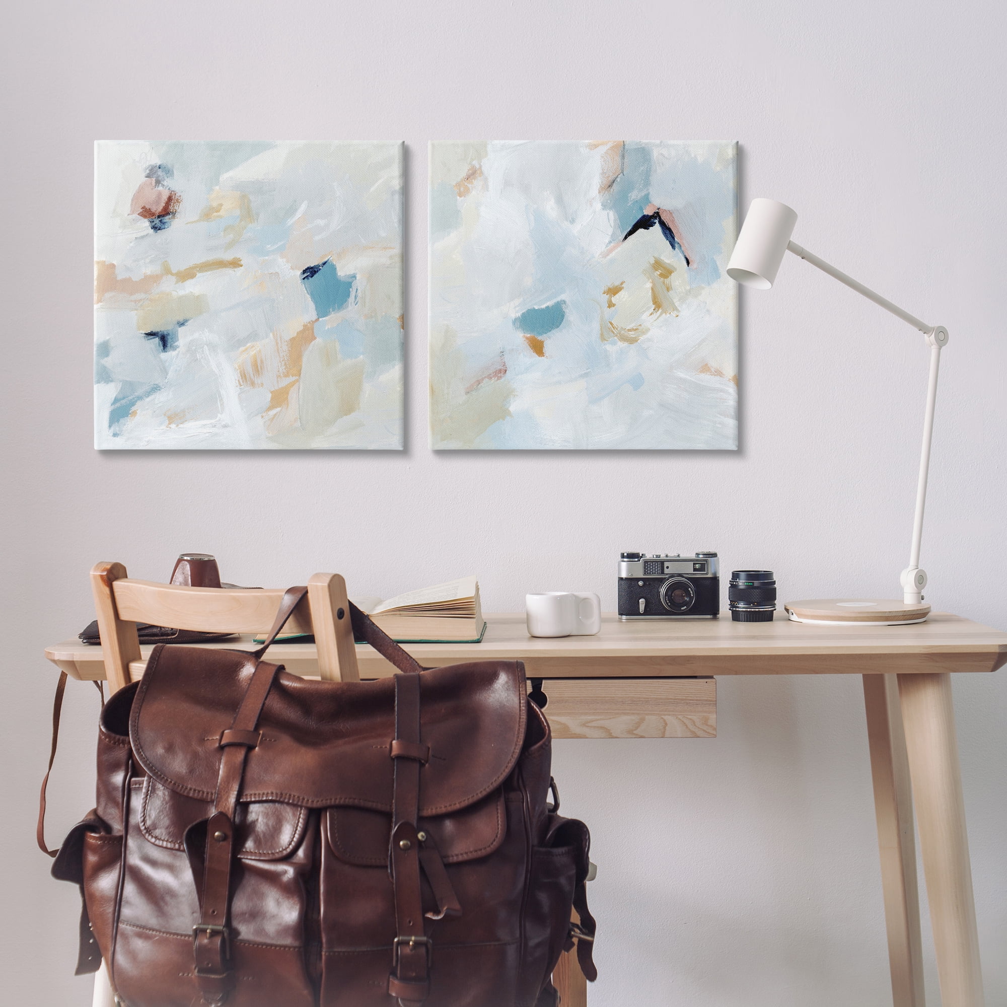 Stupell Industries Abstract Hint of Blue Clouds Abstract Painting Wrapped Canvas Art Print Wall Art, 24 x 24, Set of 2