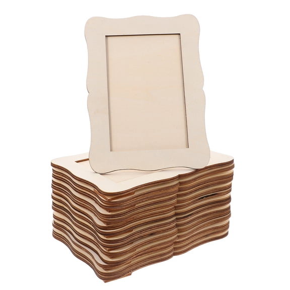 TABLZONE 15Pcs Vintage Style Wood Photo Frames Unfinished DIY Craft Frames with Stand
