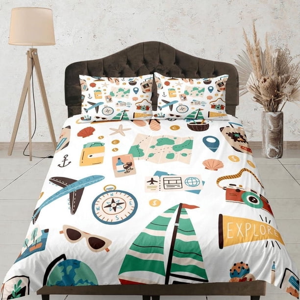 Wanderlust essentials traveller funda nórdica regalo amante de los viajes juego de cama completo