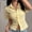Yellow, variant on SEMPAI Women's Ruched Button Down Shirt Short Sleeve Tie Back Fitted Blouses