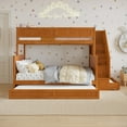thumbnail image 3 of Dover Twin over Full Wood Staircase Bunk Bed w/ Drawer & Trundle in Light Toffee, 3 of 10