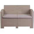 thumbnail image 2 of Light Gray Faux Rattan Loveseat with All-Weather Light Gray Cushions, 2 of 5